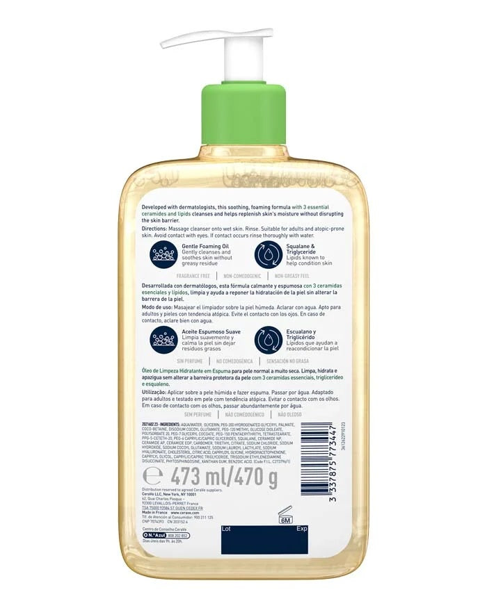 Cerave Oleo-Espuma de Limpeza Hidratante 473 ml