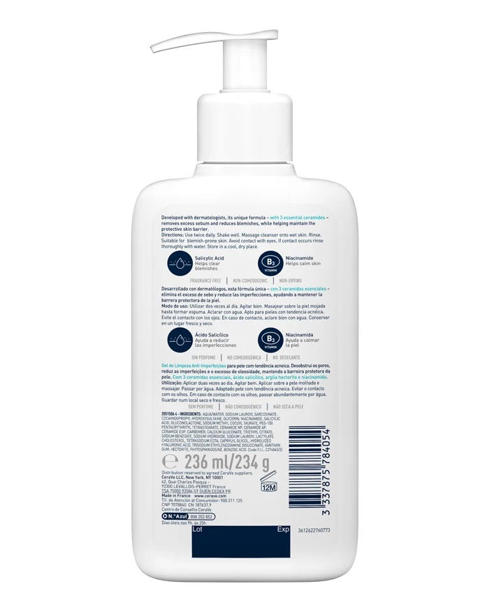 Cerave Acne Gel Limpeza Anti-Imperf. 236 ml
