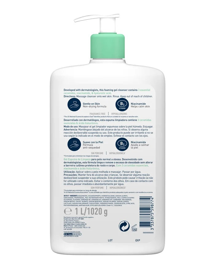 Cerave Gel Espuma de Limpeza 1 L