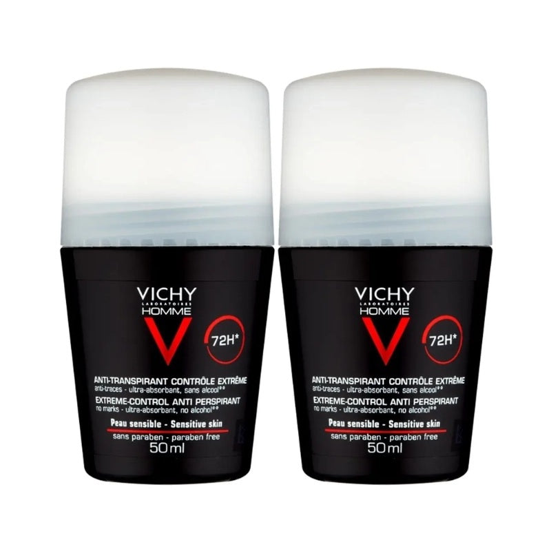 Vichy Duplo Deo Roll on Homem Antitransp. 72h 2X50