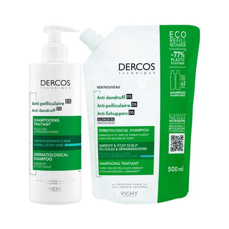 Dercos Duplo Champo Anticaspa Oleosos 390 ml+Refil