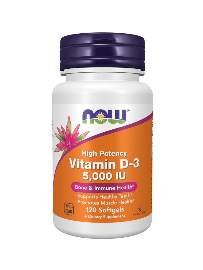 NOW Vitamina D3 5000IU 120 capsulas