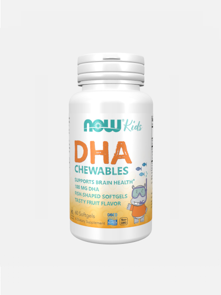 NOW Kids DHA Oleo de Peixe 60 capsulas mastigaveis