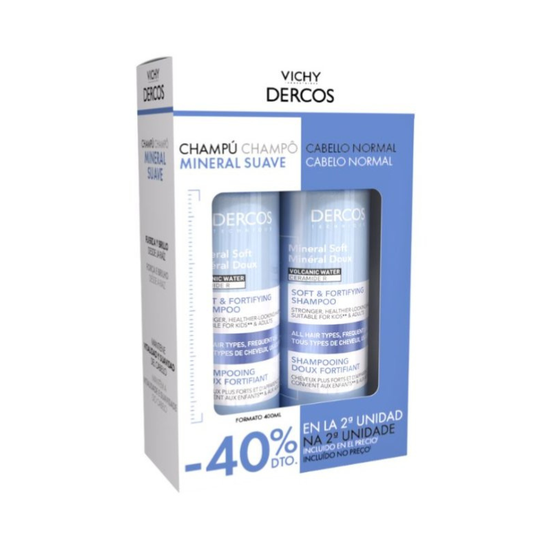 DERCOS CHAMPO MINERAL SUAVE 2 X 400 ML