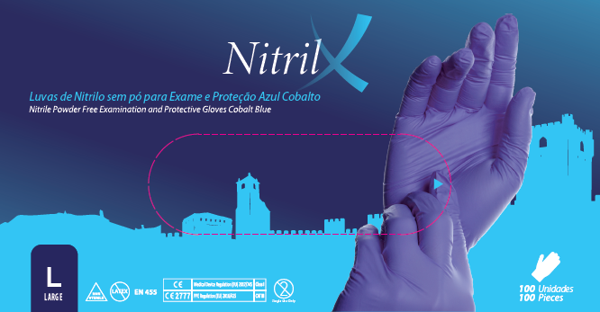 LUVAS NITRILO AZUL NITRIL X S/PO (L) P100