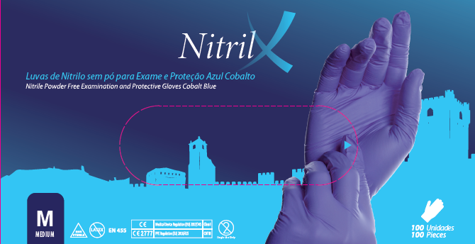LUVAS NITRILO AZUL NITRIL X S/PO (M) P100